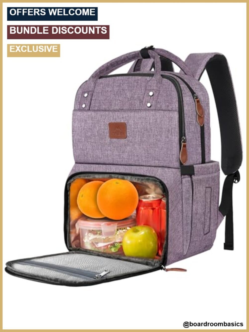 Laptop Backpack with Insulated Lunch Compartment, Water Resistant, Anti-Theft,